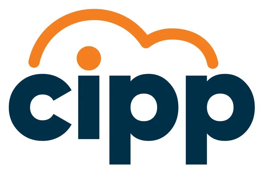 Das CIPP-Logo mit orangefarbener Kontur und dunkelblauer Schrift steht vor dem Kontext des MSP-Abrechnungsmanagers.